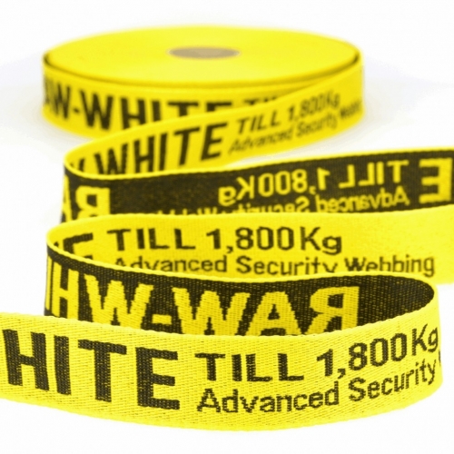 Stephanoise Jacquard Security Strap Webbing Tape Black on Yellow