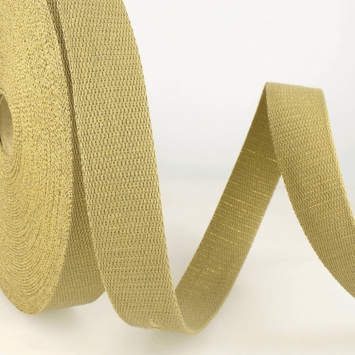 Stephanoise Metallic Sparkle Webbing Tape Beige