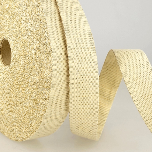 Stephanoise Metallic Sparkle Webbing Tape Cream