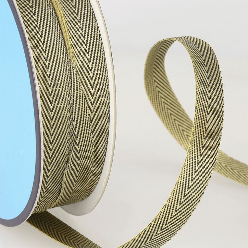 Stephanoise Metallic Twill Tape Black & Gold