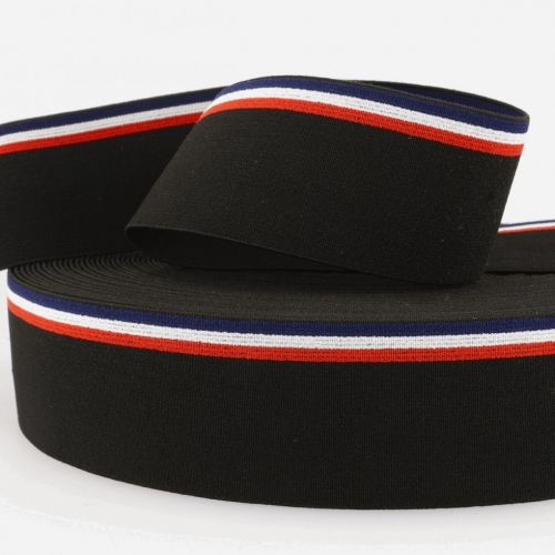 Stephanoise Stripe Flat Elastic Black