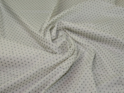 John Louden Metallic 100% Cotton Fabric Silver on White