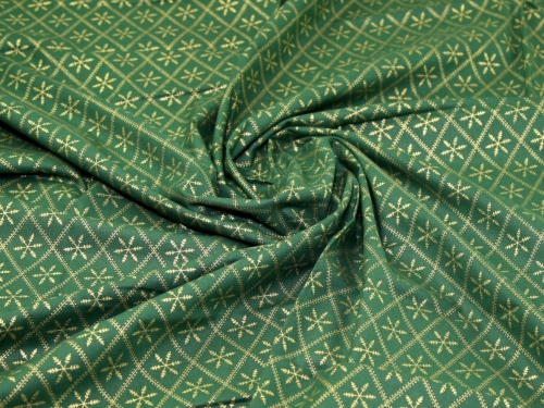 John Louden Metallic 100% Cotton Fabric Green