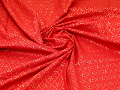 John Louden Metallic 100% Cotton Fabric Red