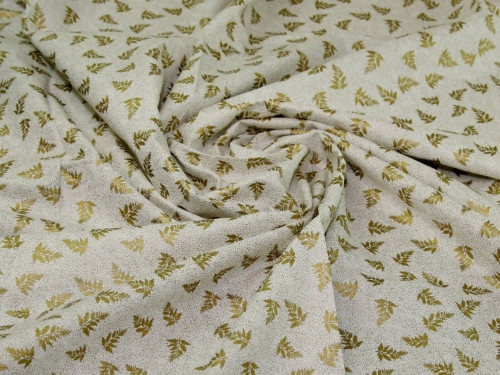 John Louden Metallic 100% Cotton Fabric Gold on White