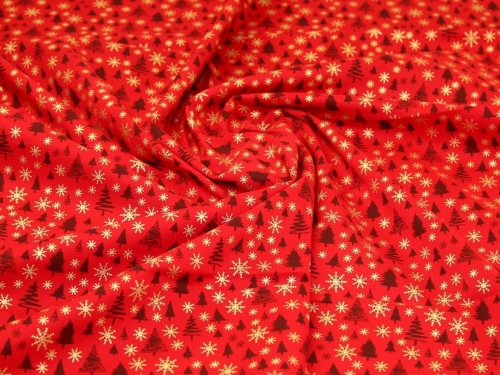 Deadstock Metallic 100% Cotton Fabric Red