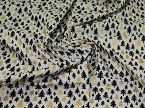 Deadstock Metallic 100% Cotton Fabric Green Gold & Cream