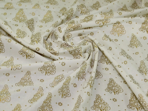 John Louden Metallic 100% Cotton Fabric Ivory
