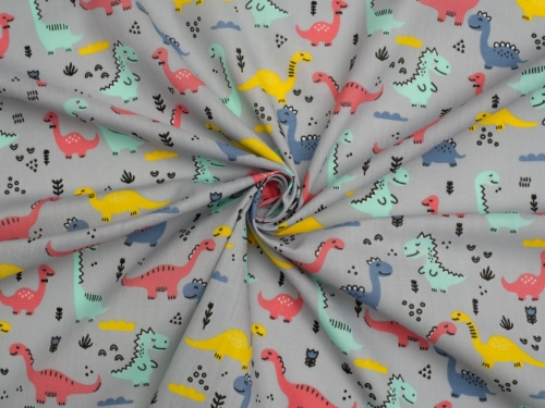 Printed Polycotton Fabric Grey