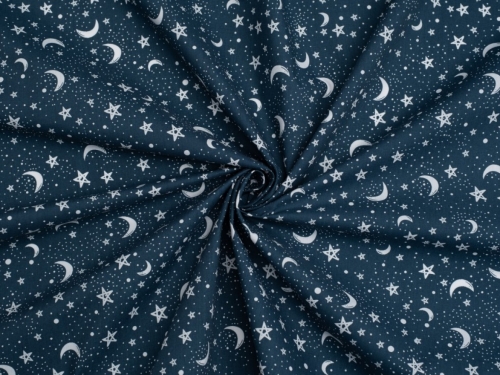 Printed Polycotton Fabric Navy