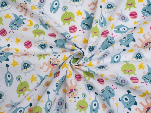 Printed Polycotton Fabric Multicoloured