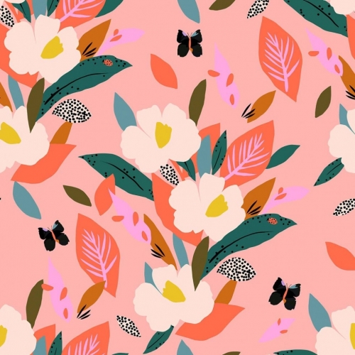 Dashwood Studio Bold & Bloom Rayon Challis Fabric Pink Multi