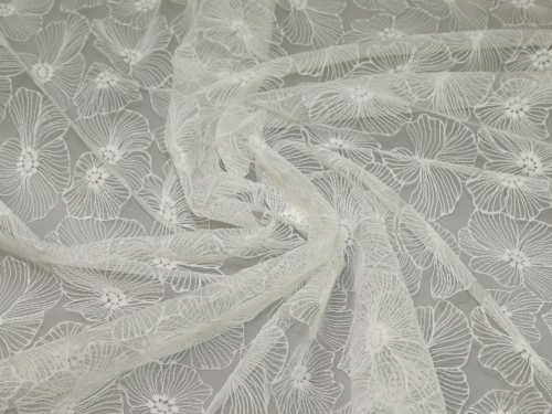 Stephanie Embroidered Lace Fabric Ivory