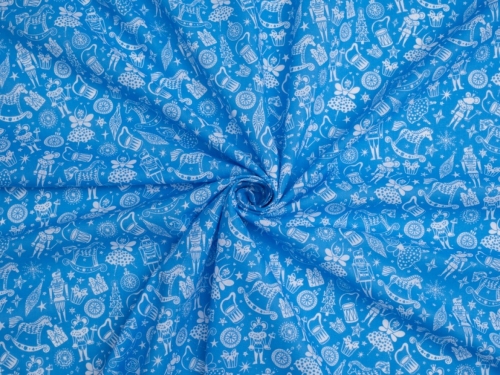 Printed Polycotton Fabric Blue