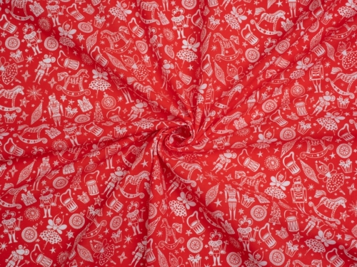 Printed Polycotton Fabric Red