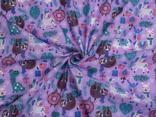 Printed Polycotton Fabric Lilac