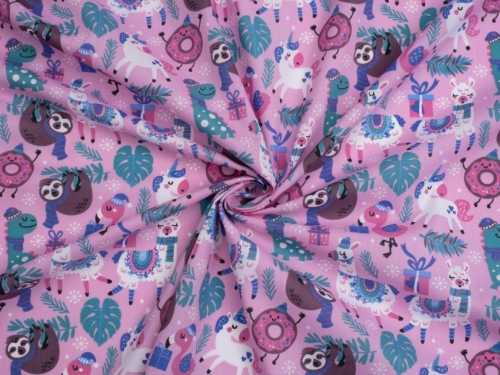 Printed Polycotton Fabric Pink