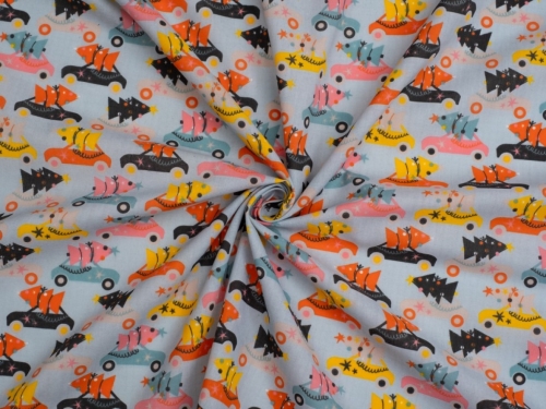Printed Polycotton Fabric Grey