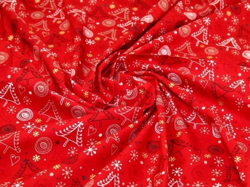Deadstock Metallic 100% Cotton Fabric Red