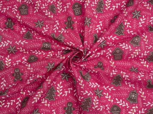 Printed Polycotton Fabric Raspberry