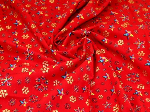 Deadstock Metallic 100% Cotton Fabric Red