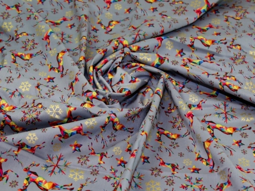 Deadstock Metallic 100% Cotton Fabric Grey
