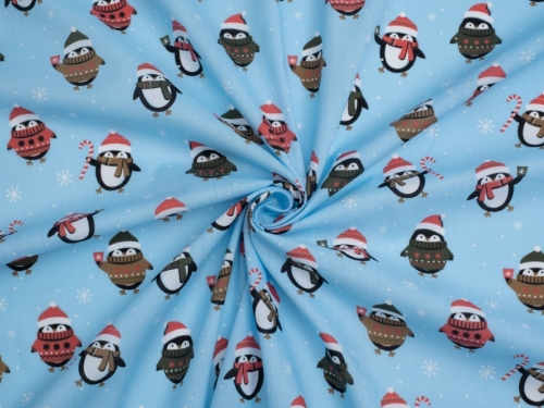 Printed Polycotton Fabric Sky Blue