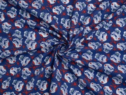 Printed Polycotton Fabric Blue