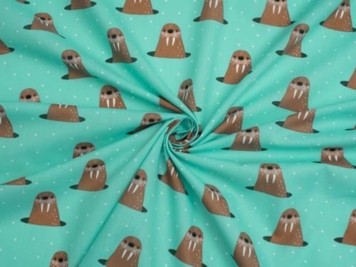 Printed Polycotton Fabric Teal