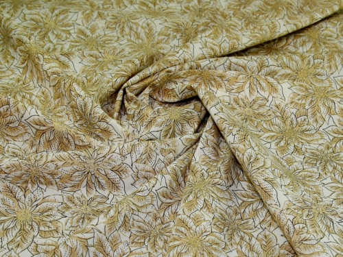 Deadstock Metallic 100% Cotton Fabric Cream