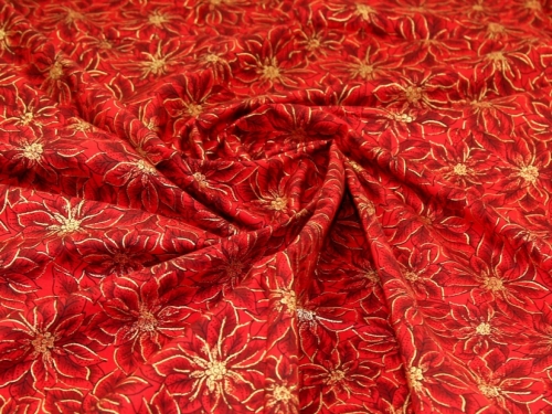 Deadstock Metallic 100% Cotton Fabric Red