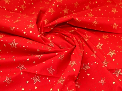 Deadstock Metallic 100% Cotton Fabric Red