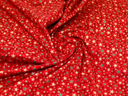 Deadstock Metallic 100% Cotton Fabric Red
