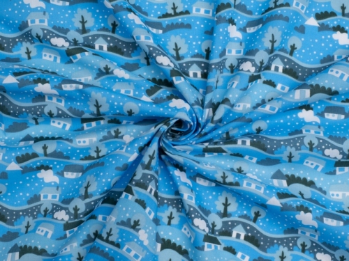 Printed Polycotton Fabric Turquoise