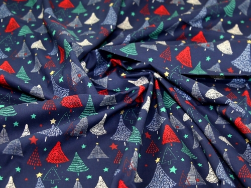 Deadstock Metallic 100% Cotton Fabric Navy