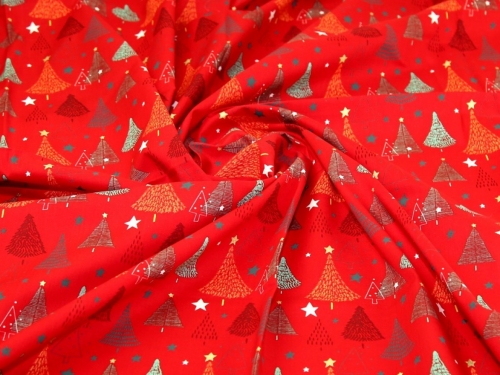 Deadstock Metallic 100% Cotton Fabric Red