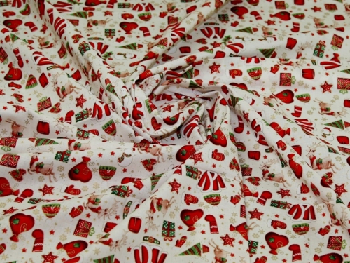 Deadstock Metallic 100% Cotton Fabric Ivory