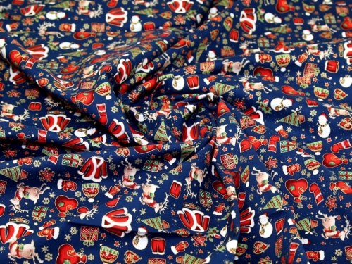 Deadstock Metallic 100% Cotton Fabric Navy