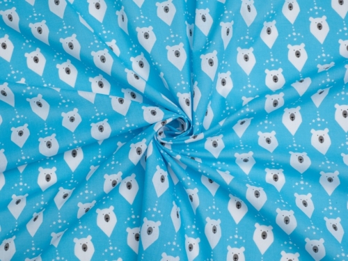 Printed Polycotton Fabric Blue