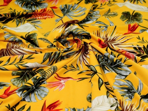 Deadstock Stretch Woven Crepe Fabric Yellow