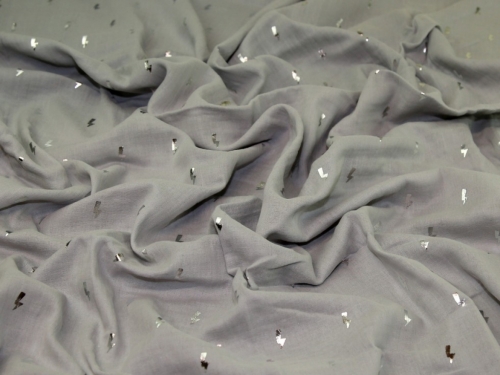 Deadstock Foil Cotton Double Gauze Fabric Grey & Silver