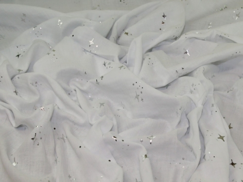 Deadstock Foil Cotton Double Gauze Fabric White & Silver