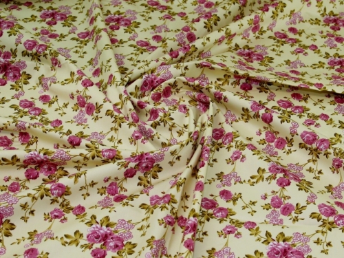 Deadstock 100% Cotton Poplin Fabric Lemon Cream