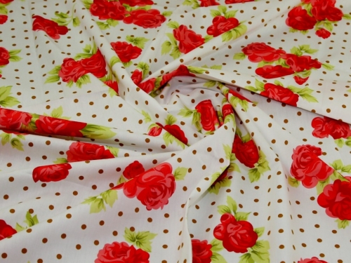 Deadstock 100% Cotton Poplin Fabric White & Red