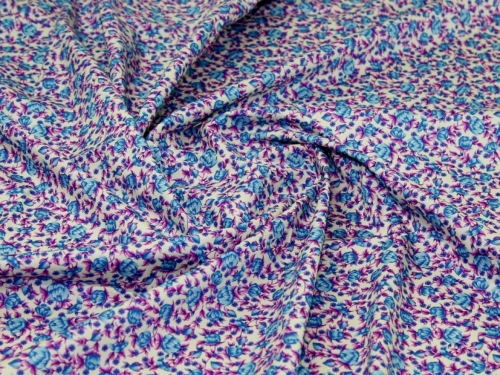 Deadstock 100% Cotton Poplin Fabric Cream & Blue
