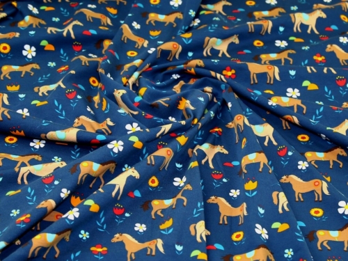 Deadstock Cotton Jersey Stretch Knit Fabric Blue