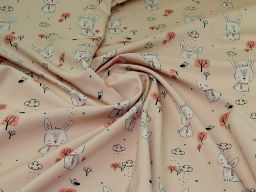 Deadstock Fleece Back Soft Shell Coating Fabric Baby Pink