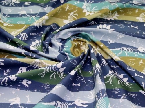Deadstock Fleece Back Soft Shell Coating Fabric Blue & Green