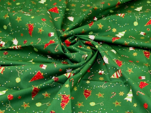 Metallic 100% Cotton Poplin Fabric Green