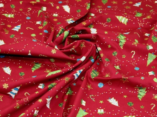 Metallic 100% Cotton Poplin Fabric Wine